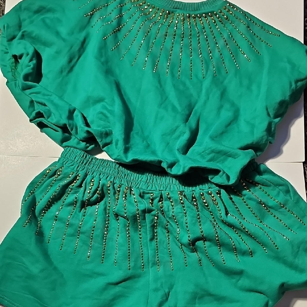 Sew In Love Green Top with Gold Accents